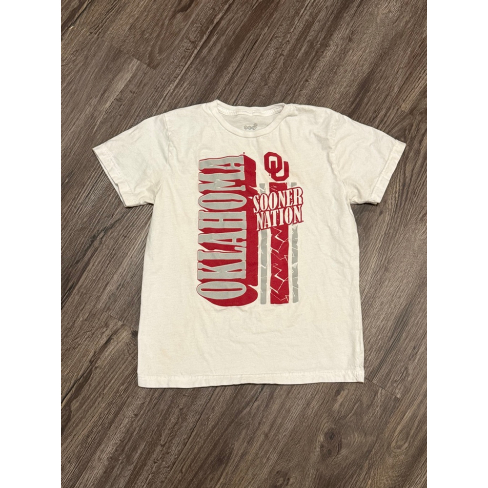 Oklahoma Sooners “Sooner Nation” Graphic T-Shirt Youth L 14/16 White Red Gray OU - Picture 6 of 6